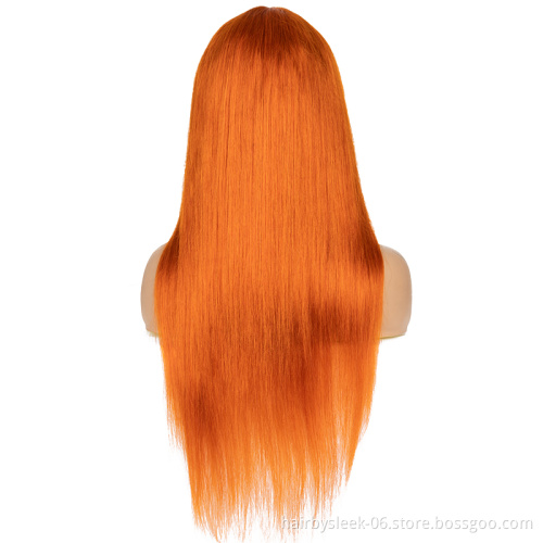 Blonde Pink Orange Blue Color Wig Long silk Straight Bob Wig With Bang Remy Human Hair whole virgin Human Hair Wig for women